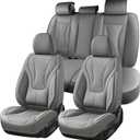 Coverado Waterproof Nappa Leather Car Seat Covers, Automotive Seat Covers Fullset, 5 Seat Car Seat Cushion & Car Seat Protector, Gray Front and Rear Covers Universal Fit for Most Cars, SUVs, Trucks