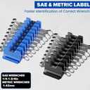 40PCS Modular Wrench Organizer - Wrench Tool Organizers for Tool Drawer Storage, Wrench Storage Set with Metric & SAE Label, Wrenches Rack Tool Gift for Professional Mechanics Men, Black & Blue