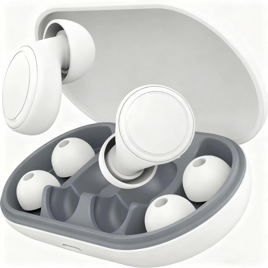 Soft Ear Plugs for Sleeping Noise Blocking 45dB, Reusable Silicone Earplugs with 8 Sizes Tips, Noise Cancelling Earplugs with Case for Concerts, Travel & Focus - Comfortable Hearing Protection (Classic White)