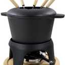 Traditional Fondue Set Matte black enameled cast iron fondue for Taditional swiss fondue 12 pcs fondue pot. for Meat, Chocolate & Cheese, Cast Iron Chocolate Fondue Pot 6 Pers Iron cast iron pot