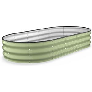 Kesfitt Raised Garden Bed, 6x3x1 FT Galvanized Steel Metal Raised Garden Bed, Oval Open-Bottom Design, 12-Inch Deep for Outdoor Vegetable & Herb Gardening, Fruit Green