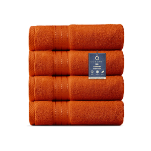 COZYART Burnt Orange Hand Towels for Bathroom 4 Pcs, 13x30 Cotton Guest Hands Towel Set Super Soft Highly Absorbent Durable 650 GSM for Daily Use