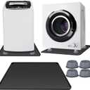 Washing Machine Pan with 4 Anti-Vibration Foot Pads  23.6"x23.6",Non-Slip, Waterproof, Laundry Appliance Floor Protector Set Noise Reduction Leak Prevention -Washer Soft Silicone Bottom Mat