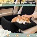 Dog Car Seat with Foldable Armrest for Small/Medium Dogs, Pet Travel Bed (Black)
