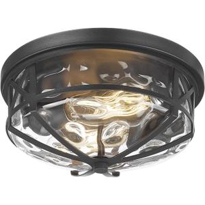 Darkaway Flush Mount Ceiling Light Indoor Outdoor Ceiling Light Fixtures with Water Ripple Glass Shade,Modern Ceiling Fxiture for Laundry Kitchen Bedroom Bathroom Porch Living Room (11inch)