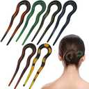 6 Pcs Vintage U-shaped Hair Fork French Pointy Hairpin Chignon U Bar Hair Clips Accessories Women Girls Hair Pin