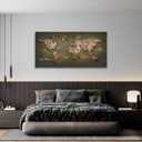Canvas Wall Art lagre Brown map of the World Painting Ready to Hang Framed Vintage World Map Artwork Prints for Living Room, Office Decor, Large Map Wall Decor 24"x48"