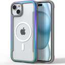 RAPTIC Shield Magnetic Clear Case for iPhone 15 Plus–Compatible with MagSafe, [ 5X Mil-Grade Drop Protection], Durable Anodized Shockproof Aluminum Frame Slim 15 Plus Case, 6.7 inch, Iridescent