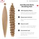 Ash Blonde Boho Braiding Hair Pre Stretched for Boho Braids27/613 Mixed Synthetic Deep Wave Boho Braids Hair for Braiding