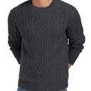 Askdeer Men's Cable Knit Pullover Sweater Long Sleeve Crew Neck Knit Sweater Soft Casual Sweaters with Ribbing Edge Dark Gray, 2XL