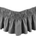 Fancy Collection Queen - King Easy Fit Bed Ruffle wrap Around Elastic Bed Skirt with 17" Drop New Easy Install Solid Grey (Gray)