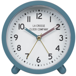 La Crosse Clock Co. 4.4" Analog Quartz Alarm Clock - Teal