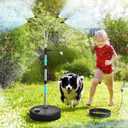 Portable Standing Misting Cooling System - 4 Nozzles DIY Sprayer Angle, Adjustable Riser Tube (Up to 5.3ft), 26.2Ft Waterline, Misting System for Patio Garden Lawn Pool Umbrella Trampoline (regular)