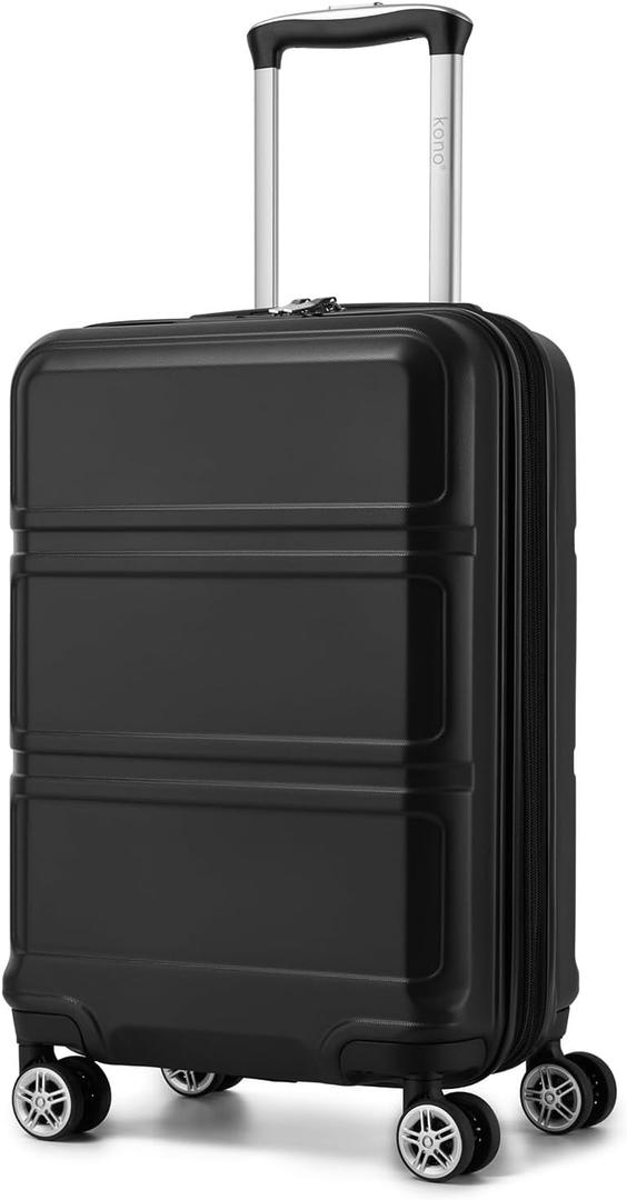 Kono 20'' Carry on Luggage Lightweight with Spinner Wheel TSA Lock Hardside Luggage Airline Approved Carry on Suitcase Grey