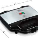 T-fal Compact Sandwich Maker, Stainless Steel, Easy to Clean, Indicator Lights, Cool Touch Handle, Grilled Cheese, Panini, 625 Watts, Black
