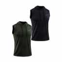 NELEUS Men's Workout Tank Tops Sleeveless Running Shirts with Hoodie,5098,2 Pack,Black/Olive Green/Blue,S