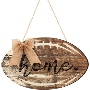 Yousoontic Football Sign Front Door Decor Wooden Vintage Football Hanging Decor Rustic Wall Art with Bow Knot Farmhouse Wall Art for Man Cave Bedroom Living Room