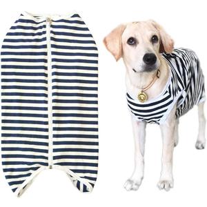 Dogs Recovery Suit Post Surgery Shirt for Female Male Dog, E-Collar Alternative Wound Protective Clothes (Navy white-2XL)