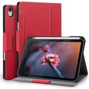 Antbox Case for iPad mini 7 A17 Pro, iPad mini 7th/6th Generation Case (2024/2021) with Pencil Holder Vegan Leather Smart Cover with Auto Sleep/Wake Stand Function (Red)