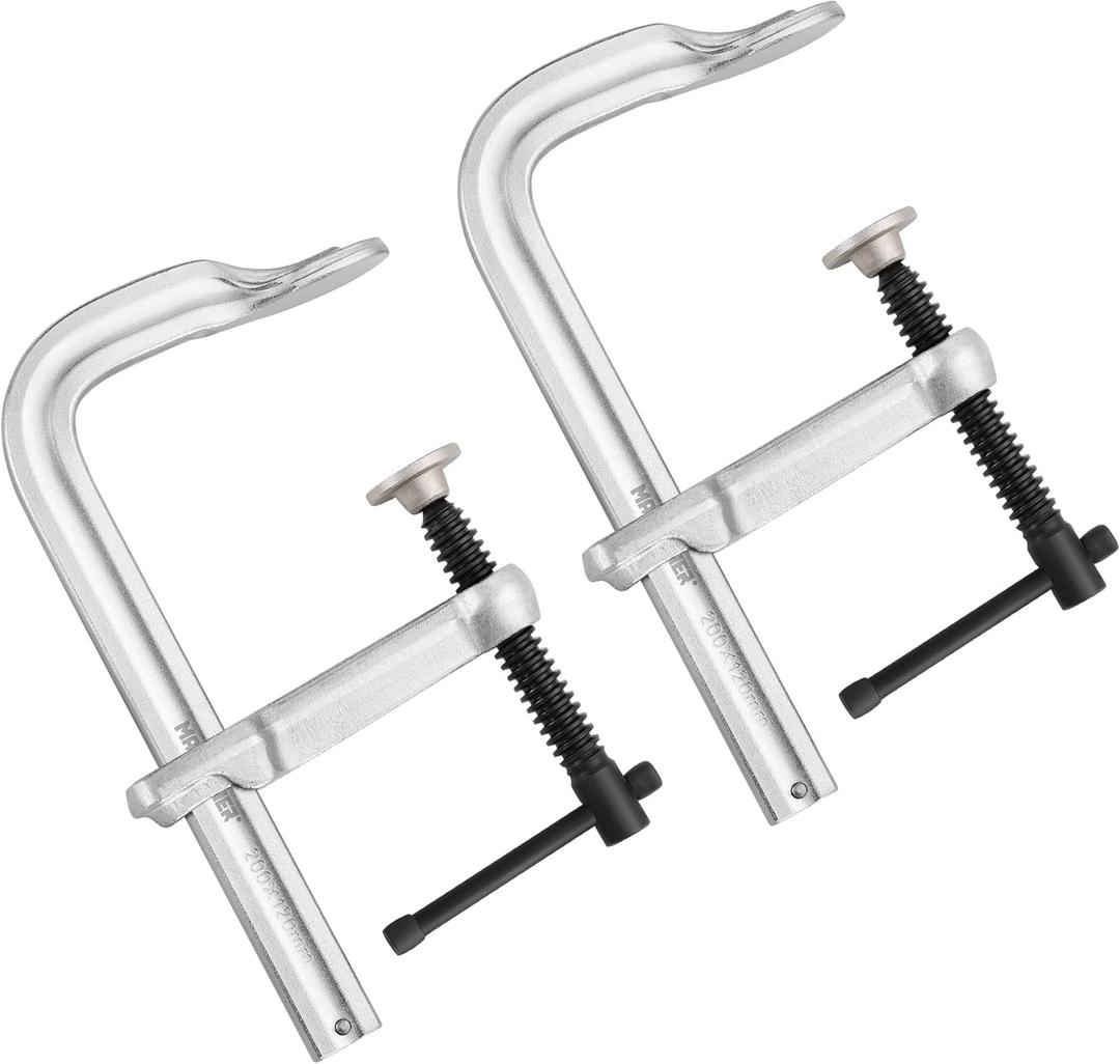 MAXPOWER Thick F Clamp, Max Jaw Opening 8 inch (200 mm), Clamps Throat 4-3/4 inch (120 mm), Rail 1-11/64" x 9/16", Max Load Limit 3505 LBS