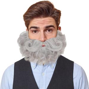 Yan Dream Short Curly Wizard Beard Men Full Fake Beard and Mustache Cosplay Costume Facial Hair