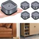 shouwuhho 4 Pack Furniture Risers Adjustable Bed Risers Heavy Duty Lifts Height 1", Square Stackable Bed Risers 1, 2 or 3 Inch for Desk Leg Table Couch Sofa Chair Bed Frame Legs Dorm, Gray