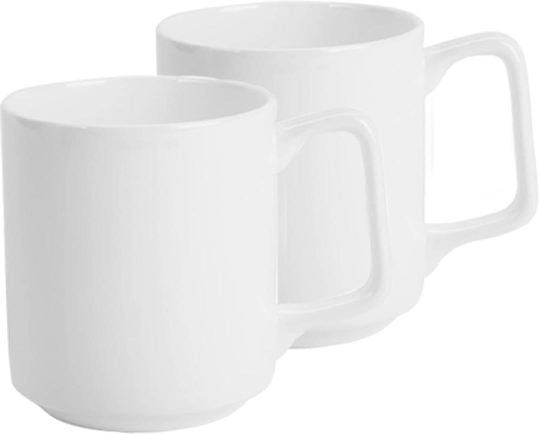 Fine Bone Ceramic Coffee Mugs Set of 2 with Handles for Hot Beverages Coffee Cappuccino Latte Cocoa Tea Perfect for Home (15oz)