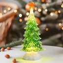 WONDER GARDEN Light Up Christmas Tree, 12 Acrylic Christmas Tree Snow Globe, Battery Operated Water Swirling Glitter Led Lights Christmas Decorations Figurines for Indoor for Tabletop