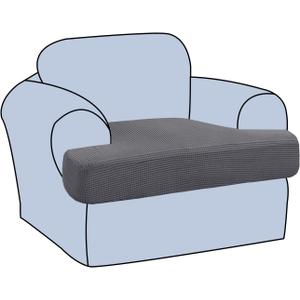 H.VERSAILTEX Stretch T Cushion Chair Sofa Slipcover T Cushion Covers for Living Room Armchair Couch Cover T Cushion Slipcover Seat Cover with Elastic Bands Thicker Jacquard Fabric, Gray