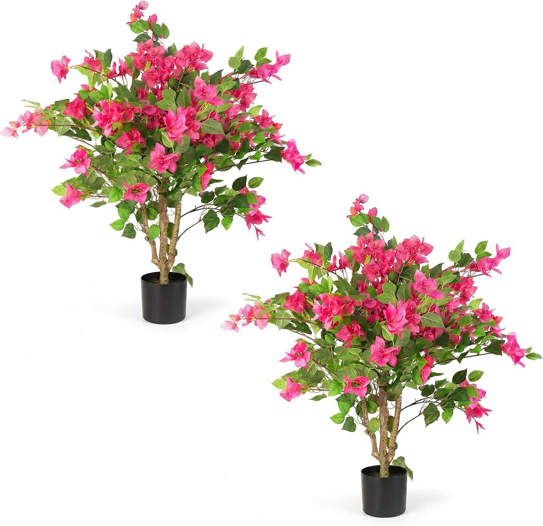 3FT Artificial Bougainvillea Tree, Faux Bougainvillea for Indoor Outdoor Decor, Lifelike Bougainvillea Artificial Flowers Plant for Outdoors, Front Porch, Entryway, Office & Living Room