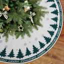 DEMIUKO Christmas Tree Skirt 36 Inches Snowflake Green Knit Christmas Tree Skirts Rustic Xmas Tree Mat for New Year Home Holiday Party Christmas Decoration (White)