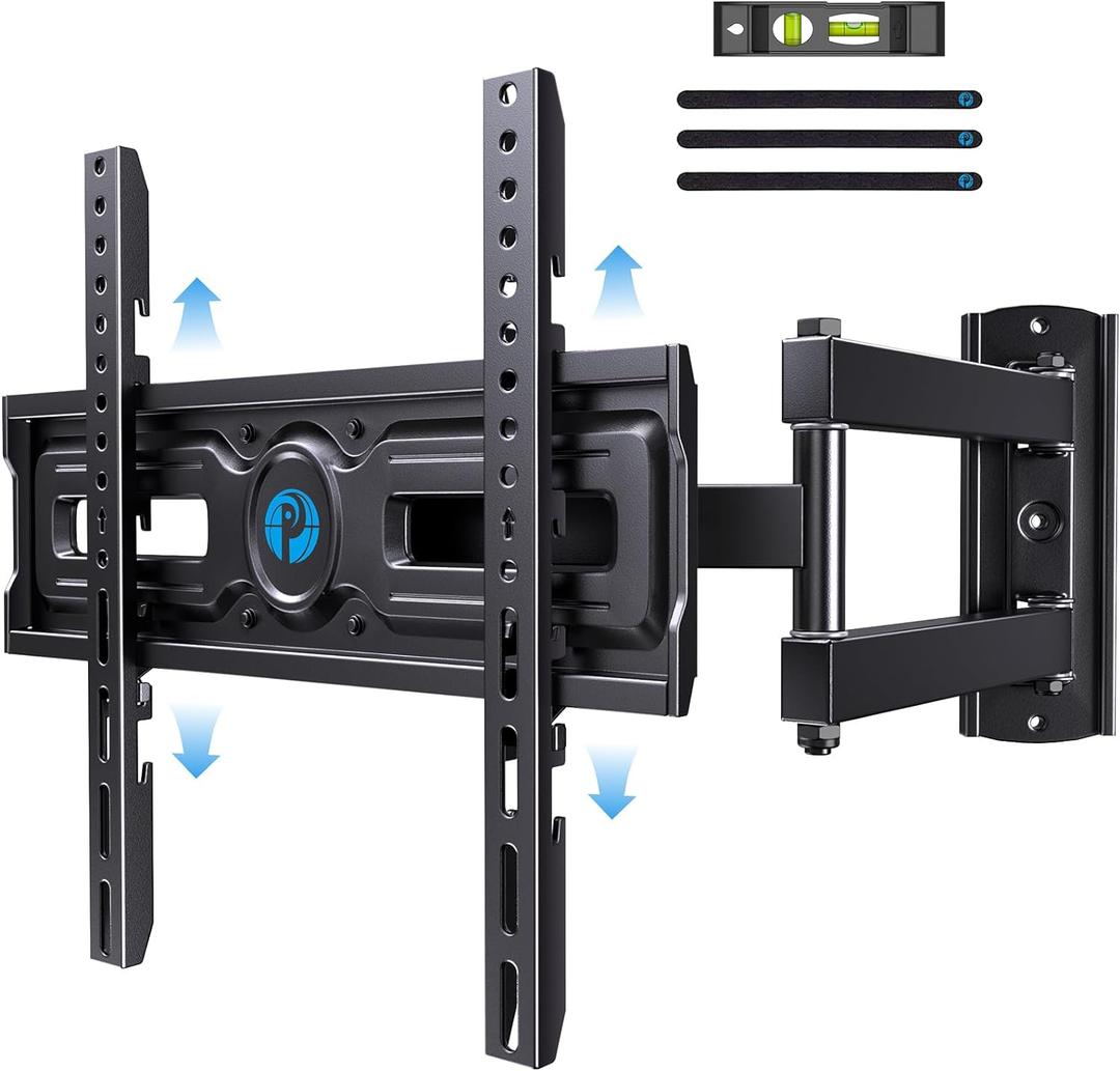 Pipishell Full Motion TV Wall Mount for Most 26-65 inch Flat & Curved TVs up to 77 lbs, Adjustable Bracket Height, Corner TV Mount with Single Articulating Arm, Max VESA 400x400mm, PIMF9