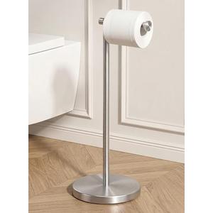 KES Toilet Paper Holder Stand SUS 304 Stainless Steel Rustproof Pedestal Lavatory Tissue Roll Holder Floor Stand Modern Brushed Nickel Finish, BPH283S1-2