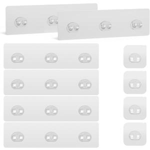 Lsnisni 10 Pack Shower Caddy Adhesive Replacement, Strong Adhesive Hooks for Shower Caddy, Waterproof Adhesive Strips, No Drilling, for Bathroom Storage Shelves and Kitchen Racks