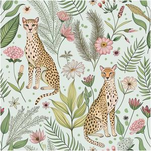 Floralplus Wallpaper Peel and Stick Jungle Leopard Wallpaper Removable Boho Cheetah Animal Wallpapers Renter Friendly Floral Contact Paper for Bathroom Cabinets Countertop 17.5 x 118 in (Mint Green)