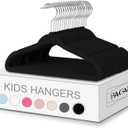 BAGAIL Kids Velvet Hangers 13.75 Inches Children's Clothes Hangers Non-Slip Baby Hangers for Infant/Toddler (Black,50pack)