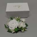 Ling's moment Pocket Boutonniere Single, Boutonniere for Men Groom for Wedding, Prom, Homecoming, Anniversary, Graduation, etc.White Ranunculus Ivory, 6" W x 5" H