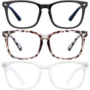 hunsquer Blue Light Glasses for Woman/Men Computer Blue Light Glasses (1a8068 3pack Black+douhua+toumin)