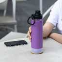 koodee Water Bottle 2 Pack-26 oz Stainless Steel Insulated Sports Metal Water Bottle-Double Wall Vacuum Flask with Leakproof Spout Lid (Apple Green-Purple)