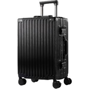 UrbanExporer 24 Inch Check In Hardside Zipperless Luggage with TSA Locks – Aluminum Frame Suitcase with Spinner Wheels, Cup Holder, Lightweight Travel Luggage for Business & Leisure Trips, Black