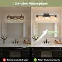 Unicozin Modern Bathroom Light Fixtures, 4 Light Vanity Lights Over Mirror, Black Wall Lamp with Clear Glass for Living Room Cabinet Bedroom Porch