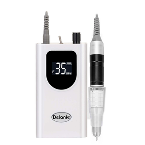 Delanie Professional Portable Electric Nail Drill Machine, 35000 RPM Rechargeable Cordless Nail Filer Electric Nail File Efle for Dip Powder Acrylic Gel Nail, Salon Nail Tool, White 