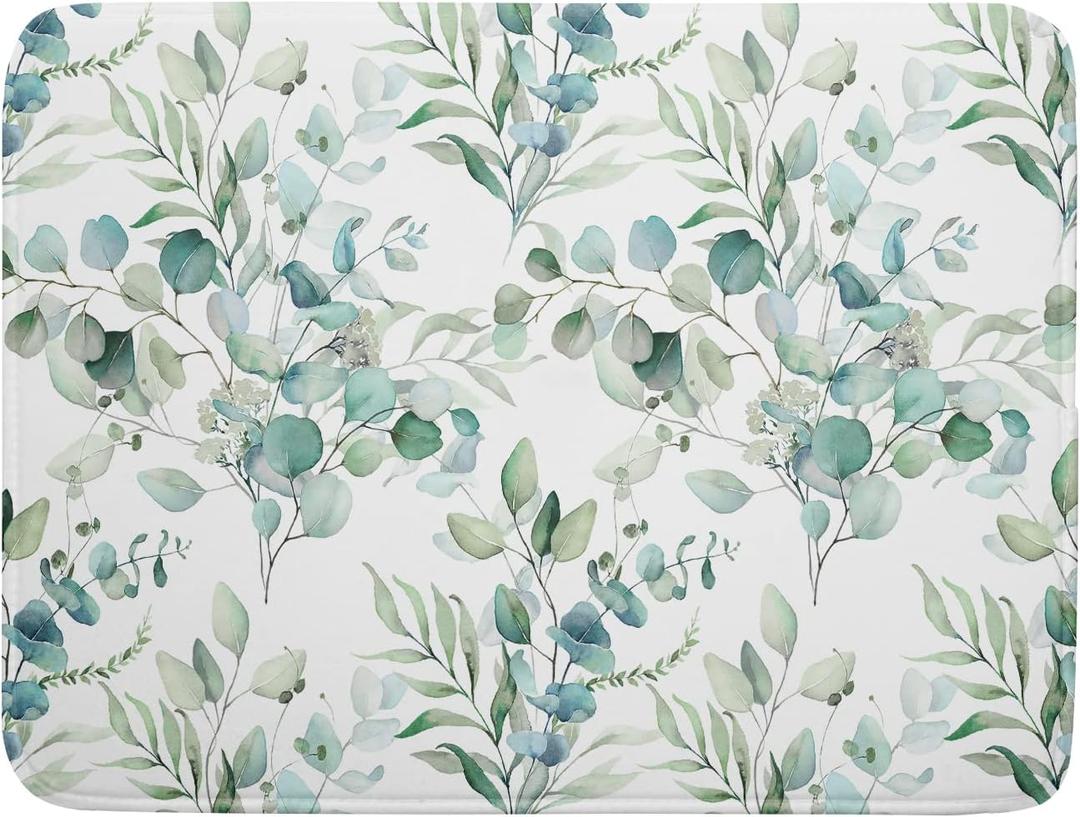 Kawani Watercolor Sage Leaves Dish Drying Mats for Kitchen Counter 16x18 Inch,Spring Mat,Sage Herbs Dishes Pad Drainer Rack Absorbent Fast Dry Accessories, Sage Green