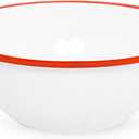 Home Enamelware Serving Bowl, 1.5 quart, Vintage White/Red (Single)