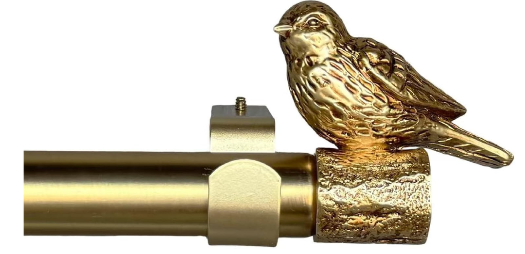 Adjustable 72-144" Brushed Gold Curtain Rod for Window, Antique Bird Finial
1-1/8" Dia Heavy Duty Bird Curtain Rods for 68-140" Width Window, Single Rod Vintage Decorative Drapery Rods for Living Room