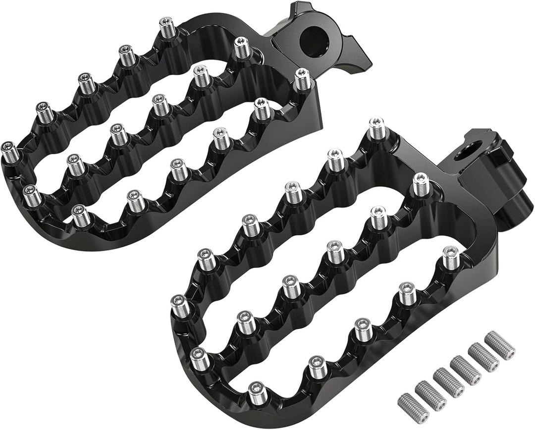 NICECNC Black Wide Foot Pegs Footrest Compatible with Yamaha Tenere700/XTZ 700 2019-2024,Tenere 700 Rally Edition 2020-2024,Lengthened Enlarged Footpeg 6061 Aluminum CNC Machined