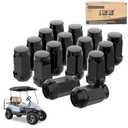 10L0L Golf Cart Wheel Lug Nuts for EZGO & Club Car, 1/2"-20 Size Black 16 Pack