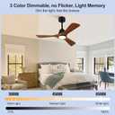 42 Inch Ceiling Fans with Lights and Remote, Wood Ceiling Fan with Light, Wall Switch, Dimmable, Reversible DC Motor, Memory Function, Modern Indoor Outdoor Black Ceiling Fans for Patios Bedroom