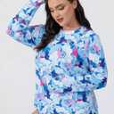 Halcurt Women's Plus Size Long Sleeve Rash Guard Swim Shirt with Thumb Holes UPF50+ Sun Protection Swimsuit Top (Blue, XXXL)
