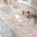 FunStick 24"x200" Glossy Marble Contact Paper for Countertops Waterproof Gold Pink Marble Wallpaper for Kitchen Countertop Peel and Stick Wallpaper Removable Wall Paper for Bathroom Cabinets Table Top